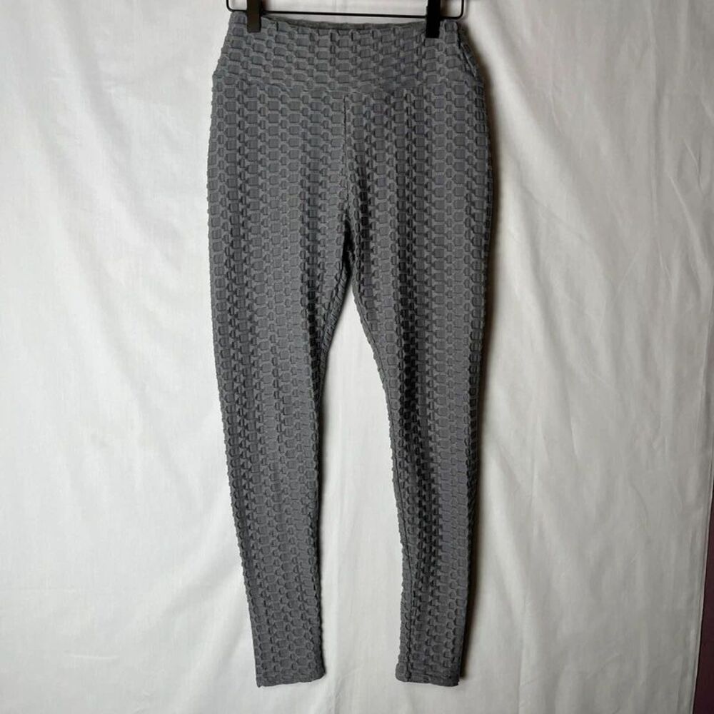 Women’s Large Leggings Gray Ruched Butt Lift Textured